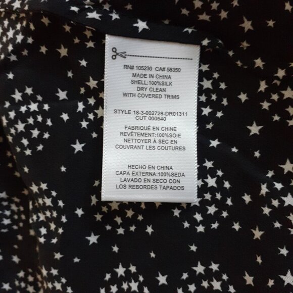 Equipment Femme Women's Size 2 Alexandria Black White Stars Silk Mini Dress - Picture 8 of 13